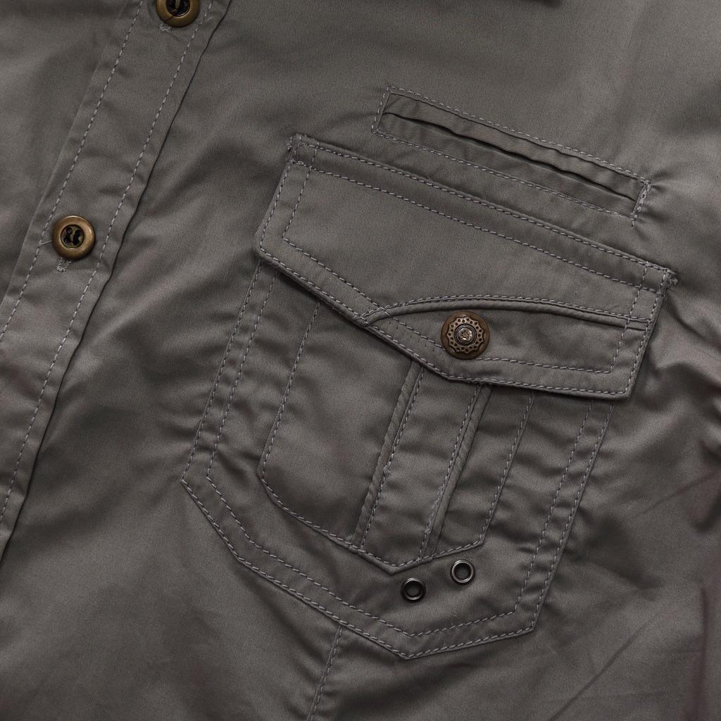 Fredd Marshall 2021 Mens Cargo Shirt Men Casual Shirt Solid Short Sleeve Shirts Multi Pocket Work Shirt Plus Size 100% Polyester Hiking Shirt