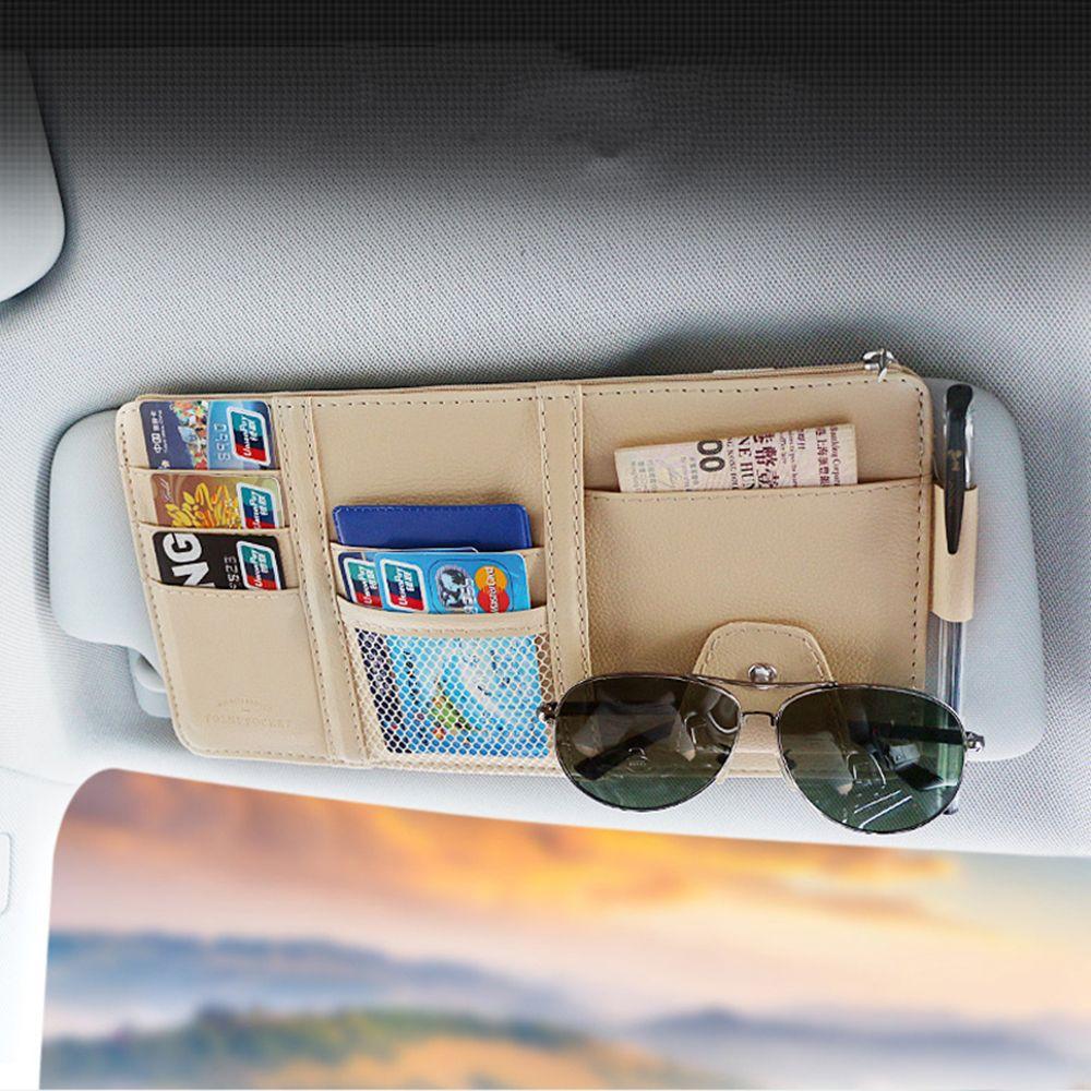 Аксессуары для салона автомобиля Органайзер для солнцезащитного козырька солнцезащитных очков Карманный органайзер с зажимом для хранения
