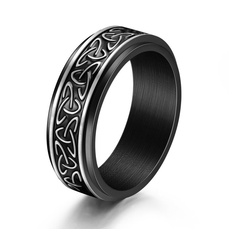 Stainless Steel Rotating Ring for Men Women Vintage Distressed Ring Stress Relief Fashion Jewelry