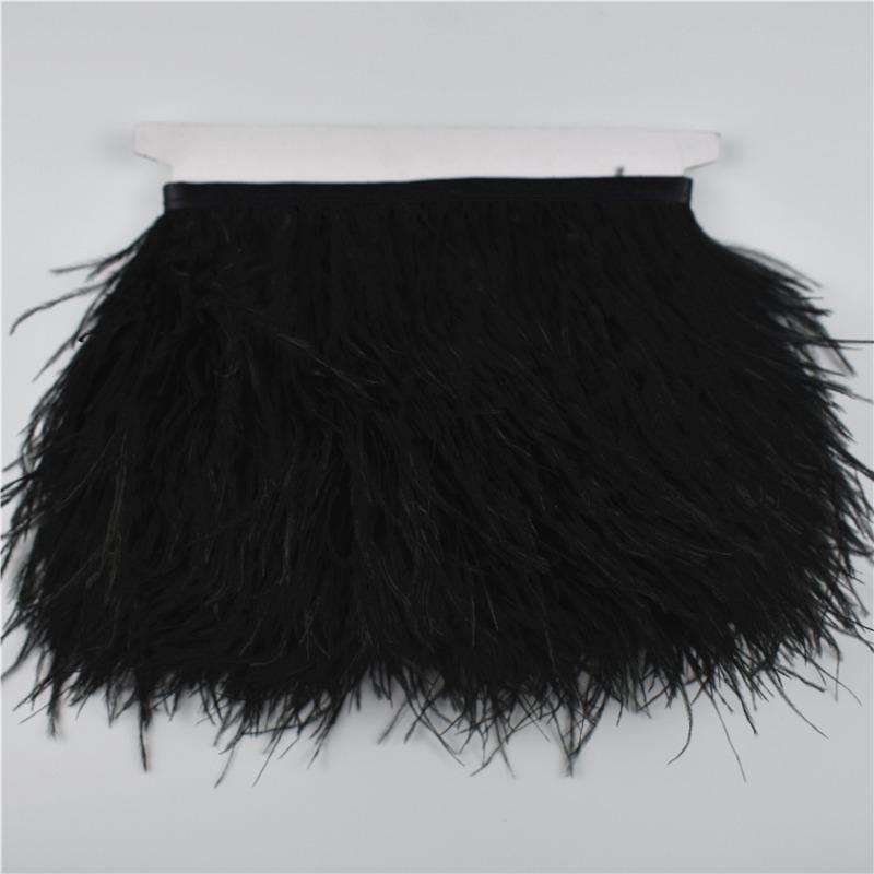 1M 5M 10Meter 8-10CM Black Ostrich Feather Trims Natural White Ostrich Feather for Craft Ribbon Fringe for Skirt Party Clothing