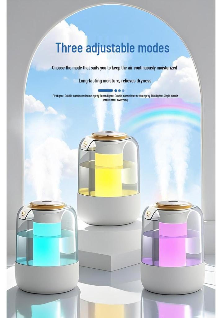 3L Double-Spray Silent Humidifier for Bedroom, Baby, Dorm, and Office