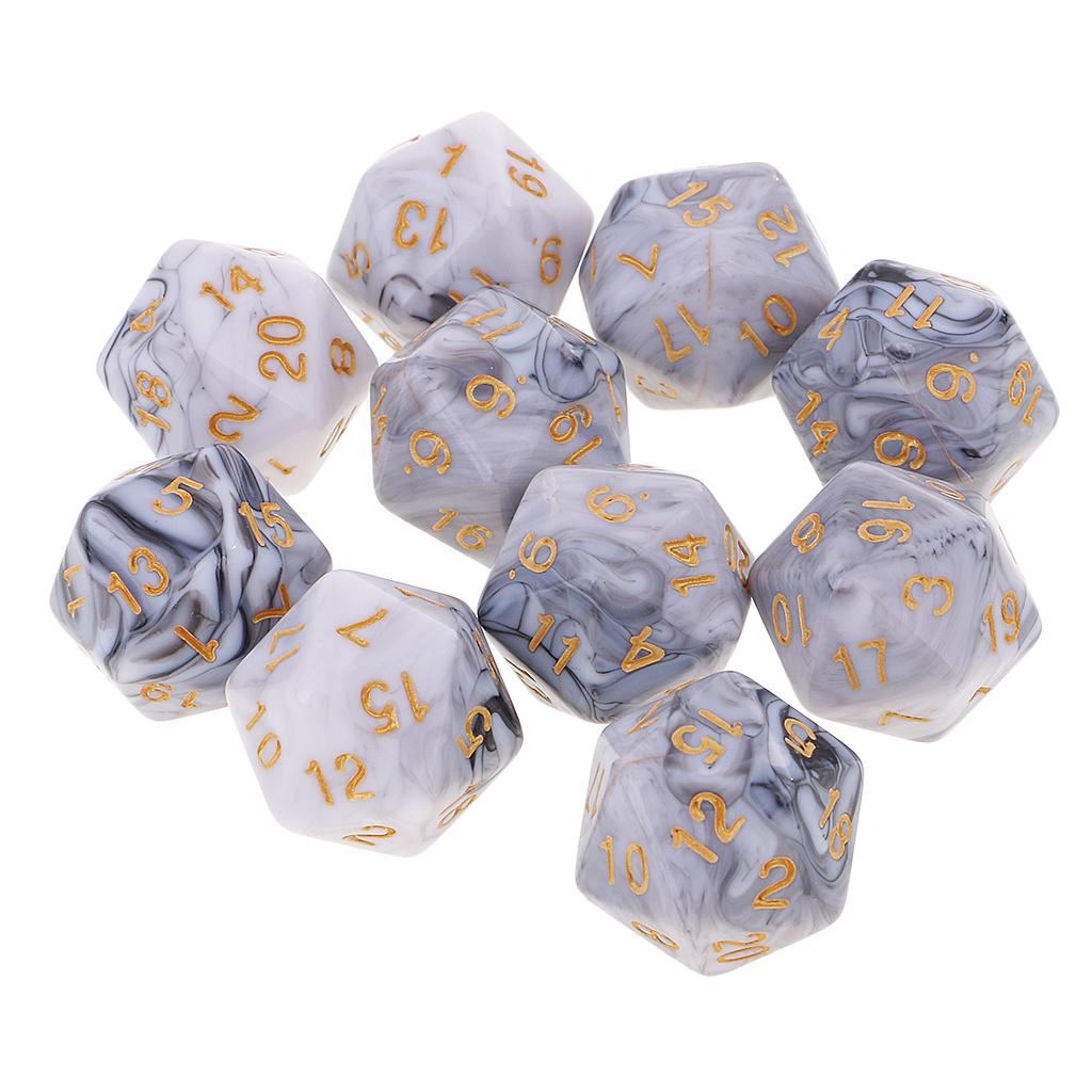 10 шт. многогранные 20-гранные игральные кости D20 кубики для ролевых игр, игральные кости, реквизит для настольных игр, принадлежности для настольных игр - двойные цвета