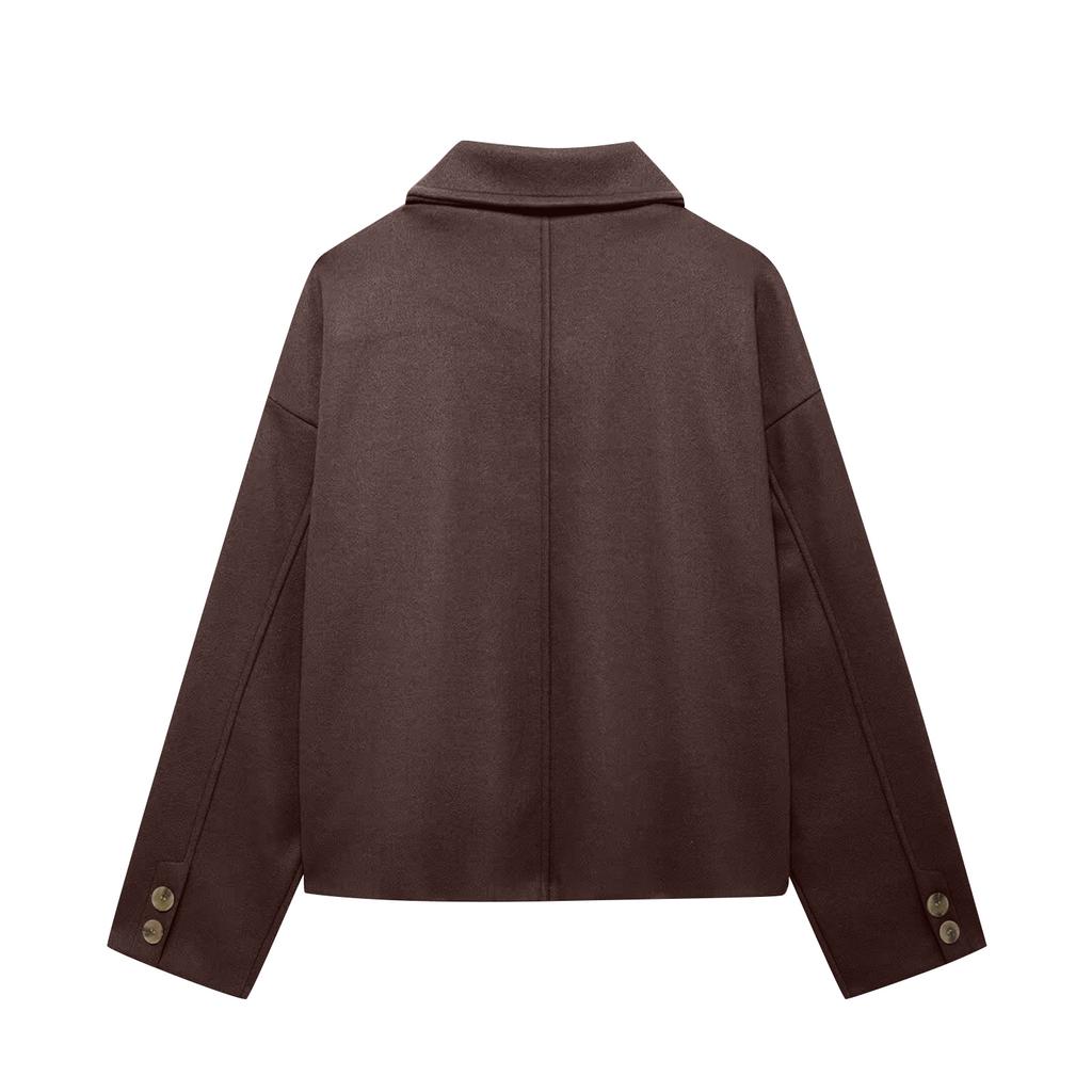 Ladies' Solid Color Fashionable Long Sleeved Button Casual Top, Jacket Jacket Jacket