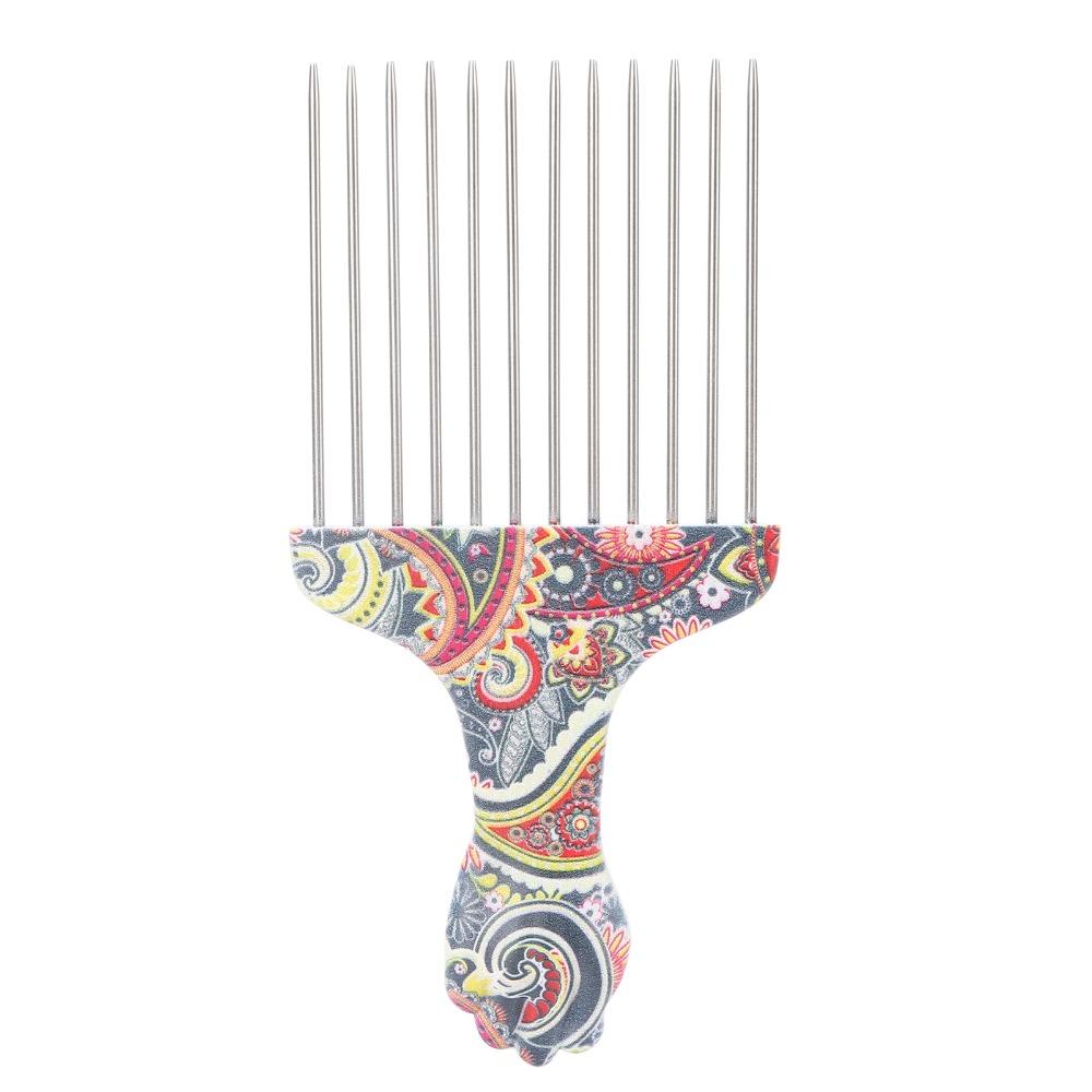 2PCS Professional Grade Hair Pick Combs Stainless Steel Wide Tooth Comb Curly Hair