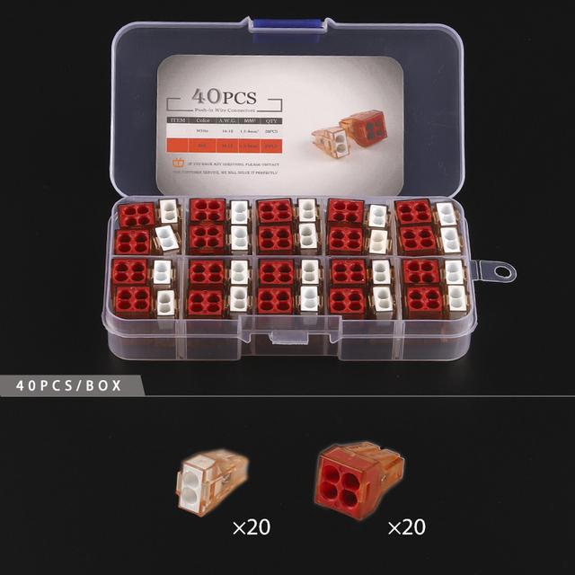 Boxed Quick Wire Connectors  2/4/6/8 Pin Boxed Push In Cable Plug-in Wiring Cable Conductor  Terminal Block  AWG 16-12