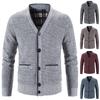 Cardigan Sweaters For Men Casual Shawl Long Sleeve Plush Thickening V-neck Knited Sweaters