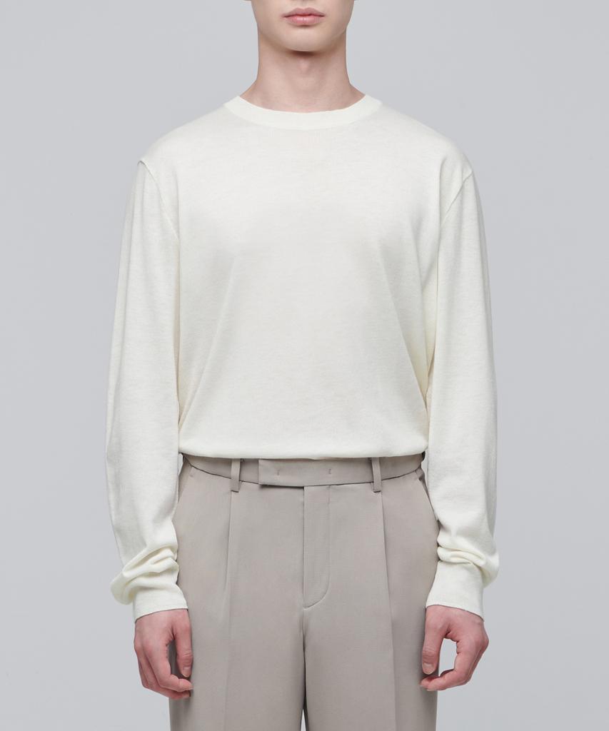MUSINSA STANDARD Merino Wool Blend High Gauge Crew Neck Knit [Ivory]