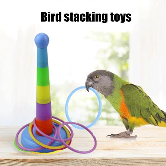 Parrot Stacking Toys Set Eco-friendly No Odor Colorful Basketball Toy Mini Shopping Cart