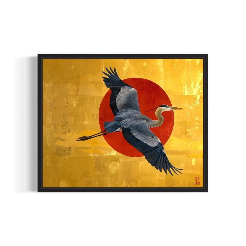 Абстрактная птица, летящее животное, постер, ворон, ворона, колибри, красно-золотая картина на холсте, современное настенное искусство, декор для гостиной и дома