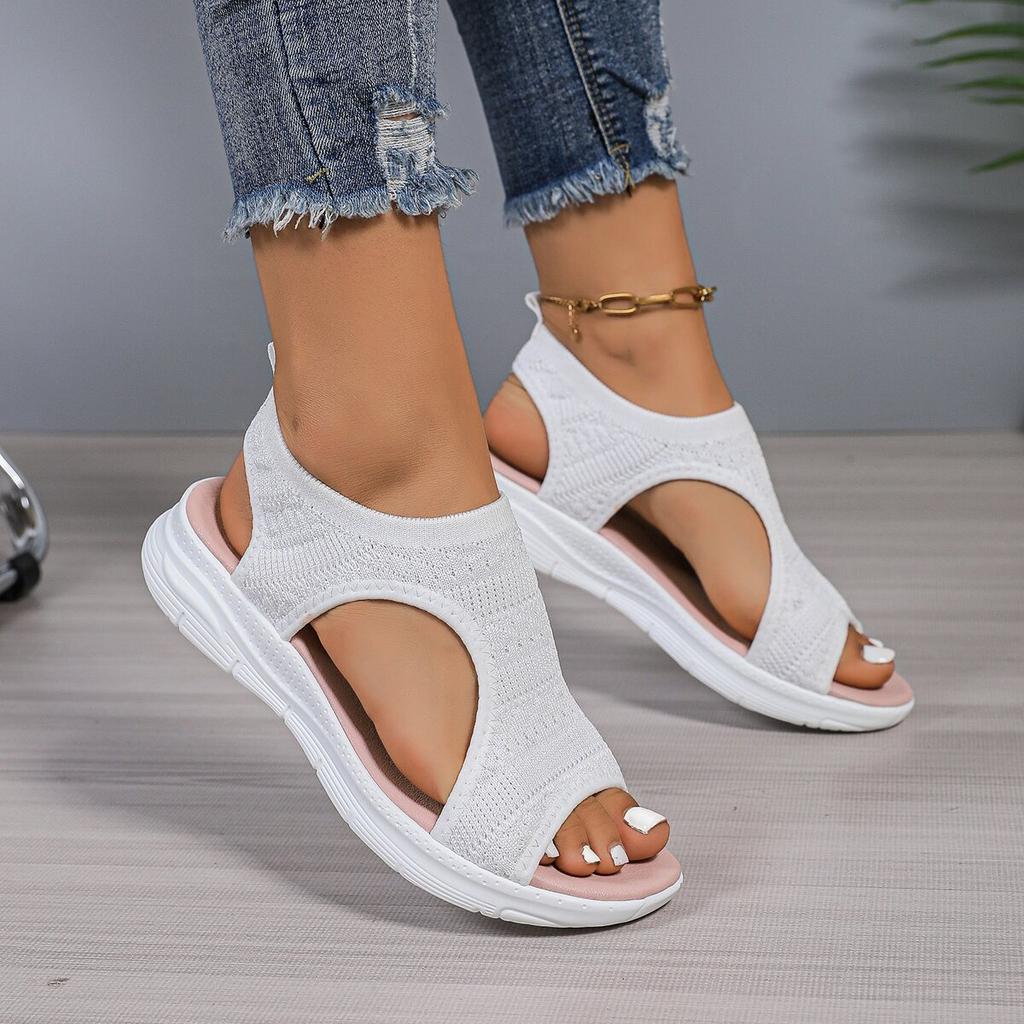 New Sandals for Women 2025 Summer New Large Size Fly-woven Thick-soled Foot Cover Fish Mouth Casual Breathable Sandals for Women