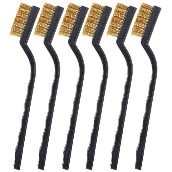 12Pcs Mini Stainless Steel Brass Wire Bristle Brush Rust Removal Cleaning Tool