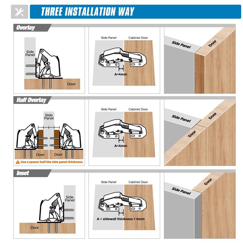 4/10 шт. Стальные петли для шкафа 90 градусов Без сверления отверстий Гидравлическая петля с буфером Петли для кухонного шкафа Фурнитура для мебели