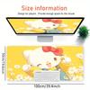 1pc Large Gaming Mouse Pad, UV Reactive Non-Slip Desk Mat, Washable Polyester Hello Kitty Flowers Yellow BackgroundComputer Pad with Vibrant