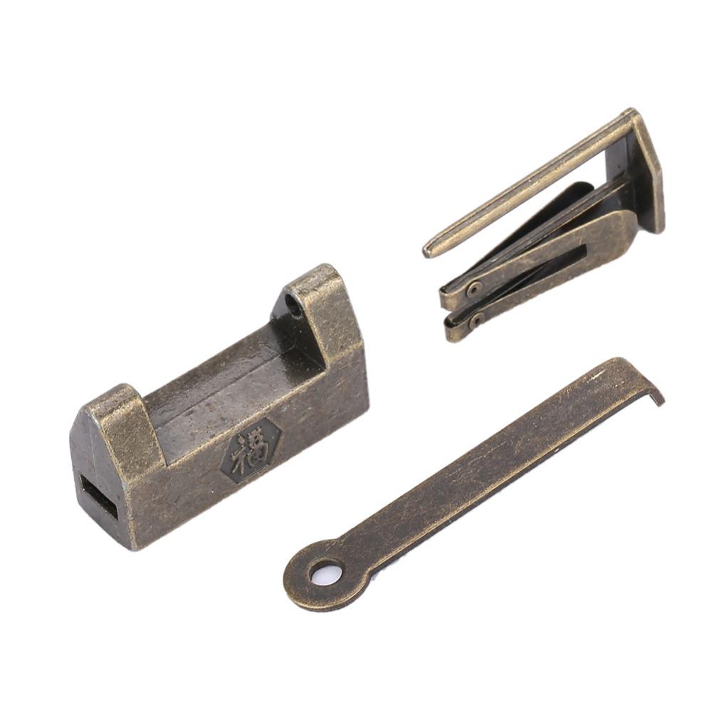 2pcs Antique Retro Style Chinese Vintage Padlock Chinese Style Horizontal Lock Furniture Cabinets