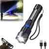 White  Telescopic Zoom Strong Light Flashlight For Home And Outdoor Long-range Red And Blue Side Lights LED Flashlight