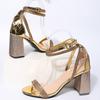 Fashion Luxury Gold Silver High Heels Sandals Women 2025 Summer Thick Heeled Ankle Straps Party Shoes Woman Plus Size 43 Open Toe Pumps