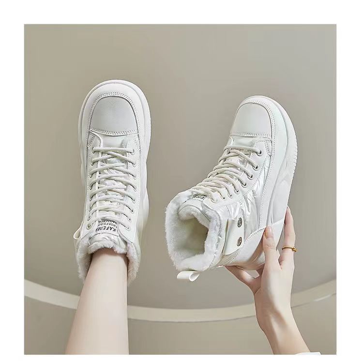 Флисовая обувь женская новая зимняя теплая 2025 зимняя новая средняя зимняя обувь для снега водонепроницаемые и морозостойкие модные женские ботинки