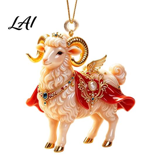 Indoor Holiday Decorations 2D Flat Christmas Sheep Hanging Ornament with Lanyard Acrylic Gift for Family And Friends Tree Pendant Home Party Festive