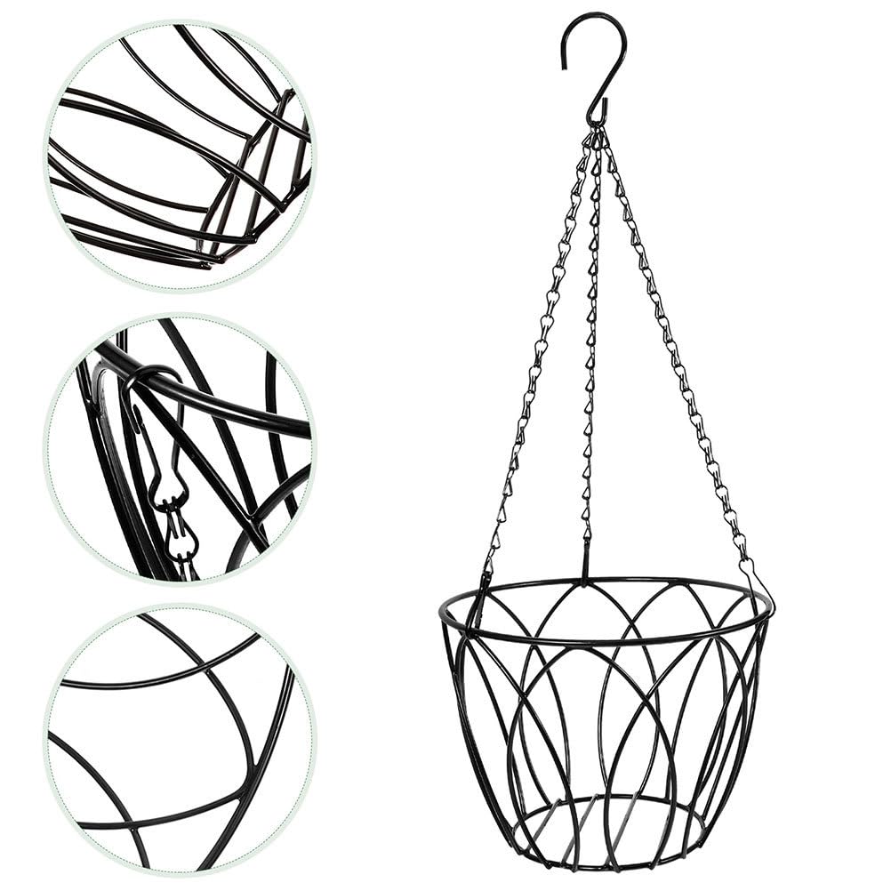 Iplusmile Planter Hanger Hanging Stand Wrought Iron Wire Flower Pot for Outdoor Plants Planter Shelf with Hooks Houseplant Hanging Plant Holder