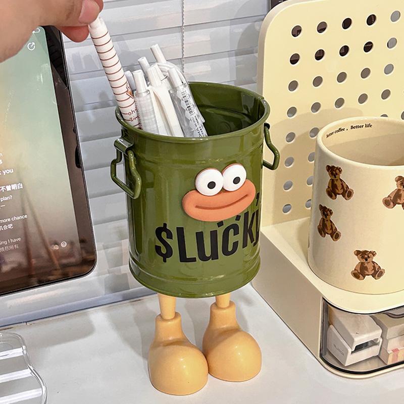Настольный держатель для ручек Контейнер Милый органайзер для канцелярии Коробка для хранения косметических кистей Стойка для косметических принадлежностей Офисный подставка для ручек Столовый прибор