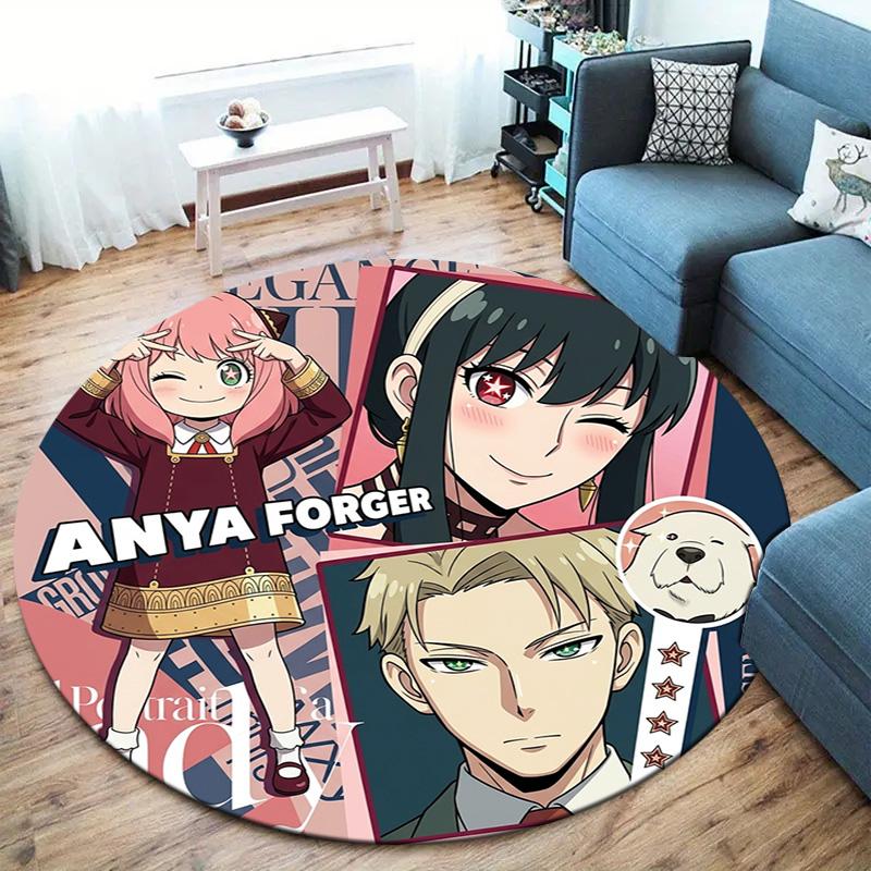 Spyxfamily Round Area Rug Carpet Rug For Living Room Bedroom Sofa Playroom Decor Nonslip Floor Mat