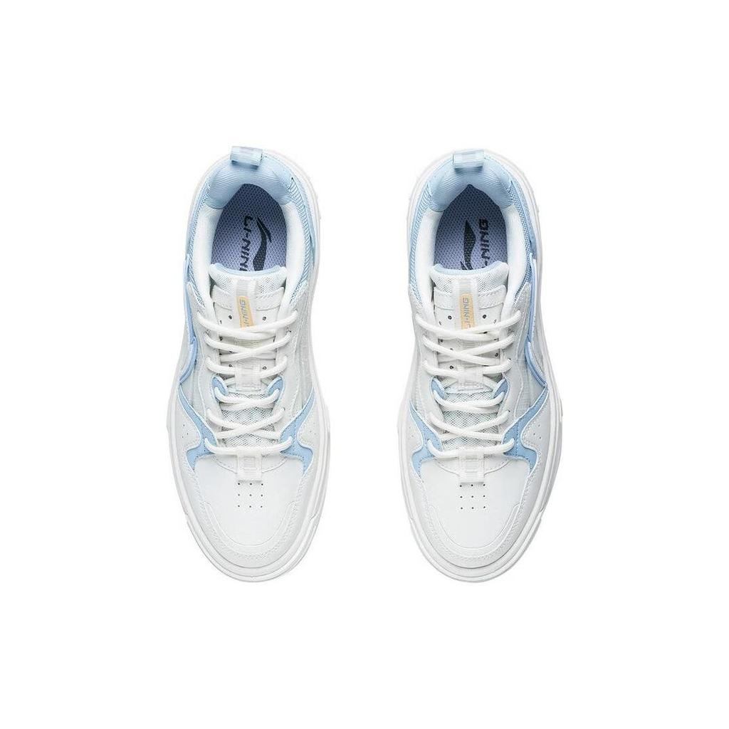 Li Ning Xing Chuan V2 Non-Slip Wear-Resistant Low-Top Skate Shoes Women Skate Shoes White Blue AGCT144-1