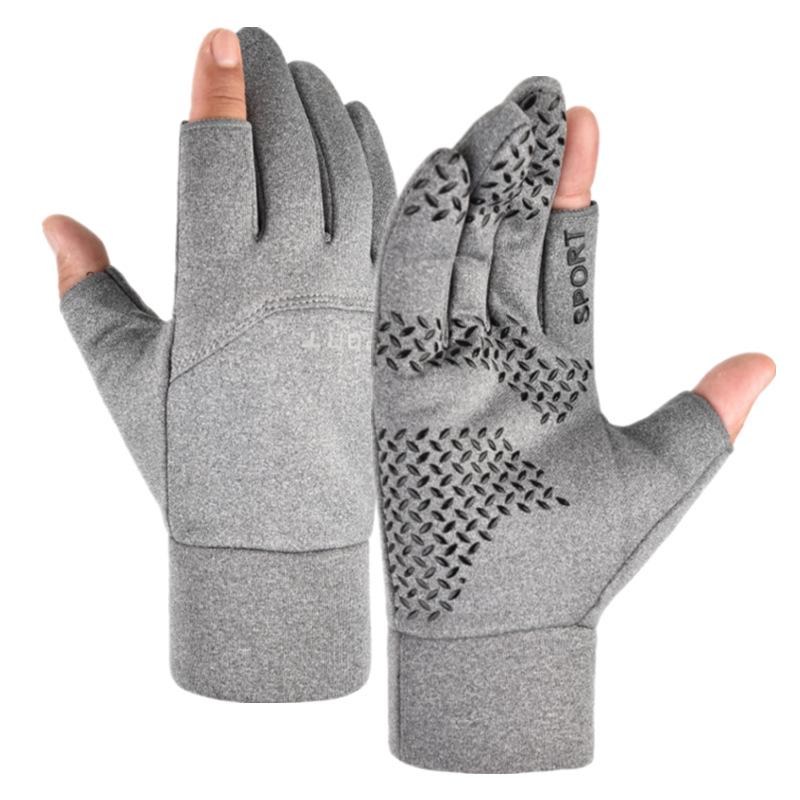 Велоперчатки Мужские зимние непромокаемые двухпалые спортивные с сенсорным экраном бархатные теплые для улицы рыбалки велоспорта теплые перчатки