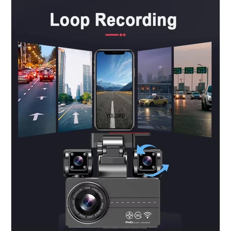 Новый 4-канальный 360° видеорегистратор FHD 4*1080P WiFi GPS Автомобильный видеорегистратор с функцией ночного видения