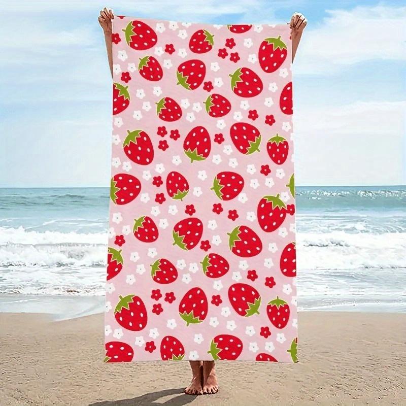 Cute Strawberry-Patterned Beach Towel for Summer Fun at the Seaside