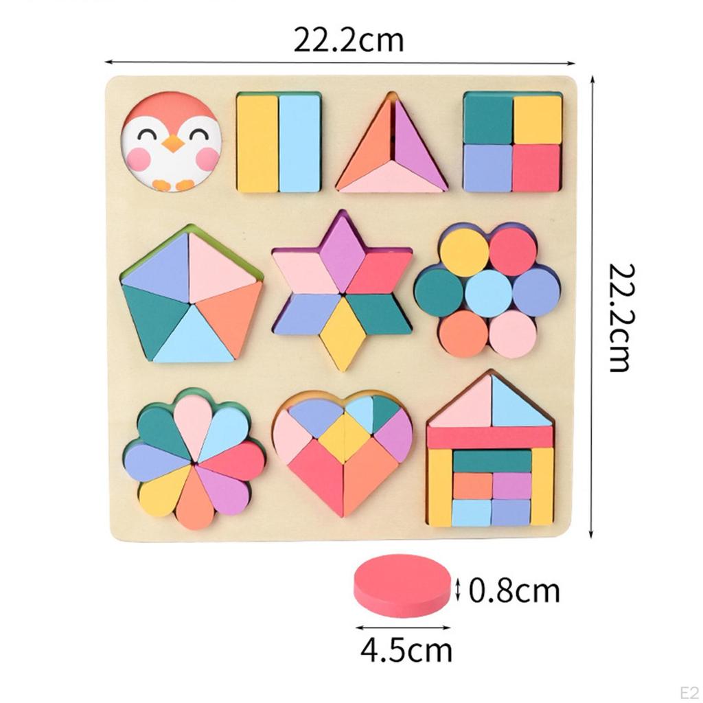 Kids Wooden Shape Puzzles Toys Early Education Birthday Gift Children Fine Motor Skill Game Learning