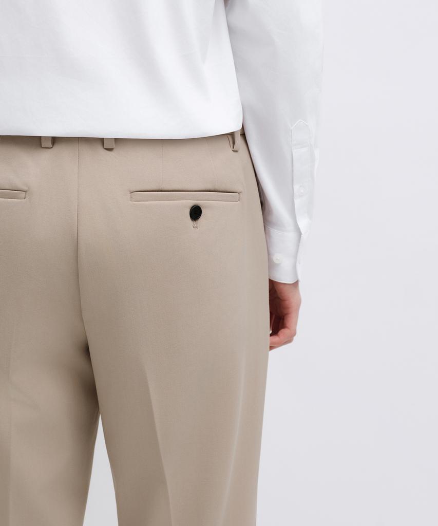 MUSINSA STANDARD Semi-Wide Hidden Elastic Waist Slacks [Beige]