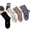 Puppy Cute Kids Grey Cartoon Animal Mid Socks Thickened Wool Socks Warm Pile Socks