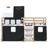 Bunk Bed with Curtains White & Black 80 x 200 cm Pine Wood