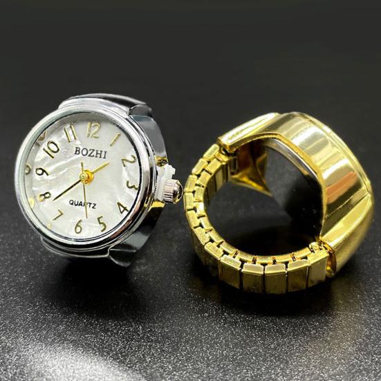 Часы с кольцом для мужчин и женщин, эластичные часы на палец, кварцевые часы с прозрачным круглым циферблатом на День святого Валентина