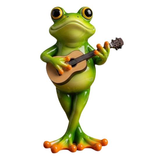 Статуэтка Лягушки-Музыканта Yousheng, вырезанная вручную, украшение лягушки с УФ-покрытием, миниатюрная полирезиновая фигурка, играющая на музыкальном инструменте, декор для сада
