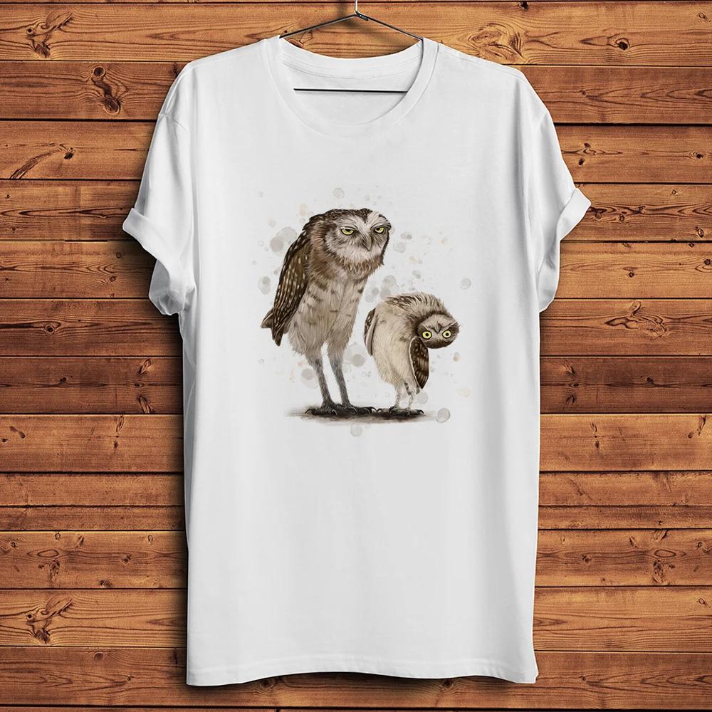 Watercolor Ink Grumpy Owl Coffee Funny Novelty TShirtHomme Short Sleeve Casual T Shirt UnisexStreetwear Tee Breathable Print