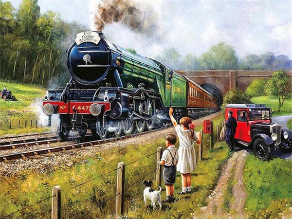Алмазная живопись поезд полный квадрат круглая вышивка мозаика зимний пейзаж ручная работа настенный декор