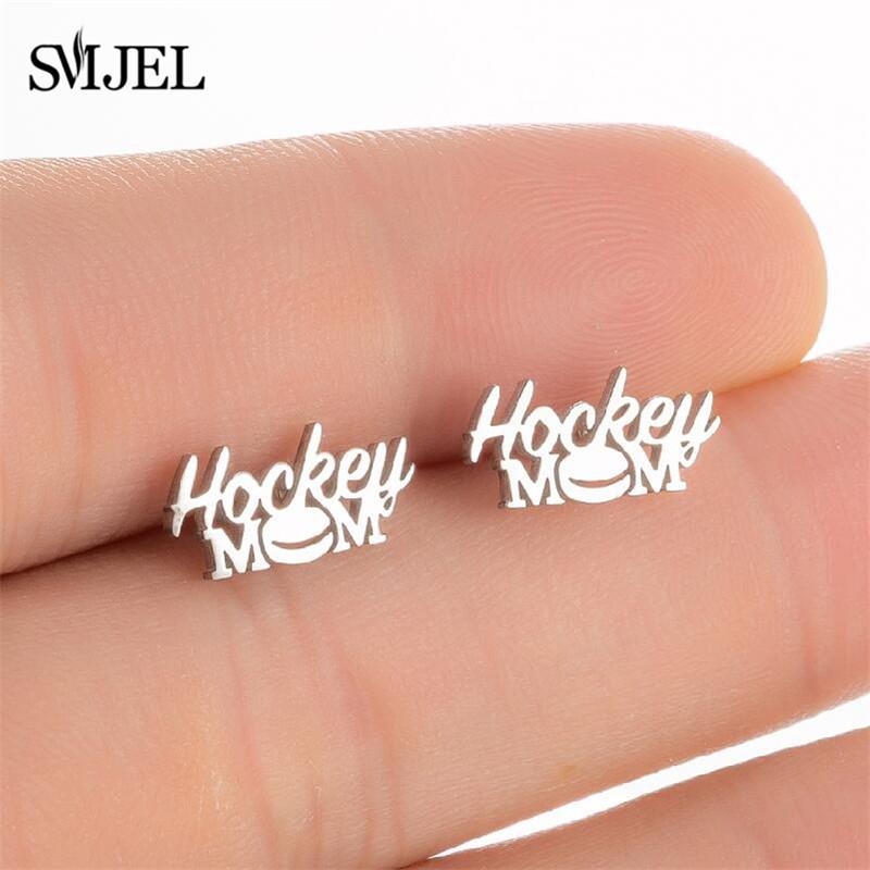 Fashion Baseball Studs Earrings Women Stainless Steel Running Ball Yoga Bicycle Hockey Sports Earrings Ballet Spades Jewelry