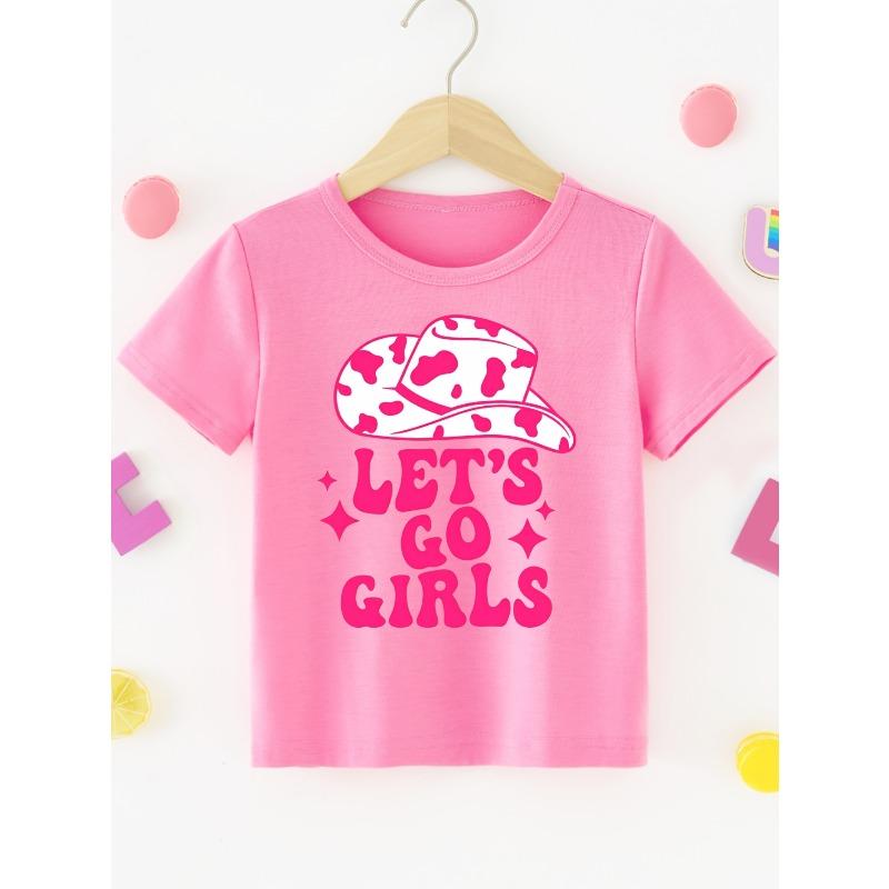 European sizes YBY Girls "Let's Go Girls" Letter Print Hat Fashionable Trendy Novelty T-Shirt