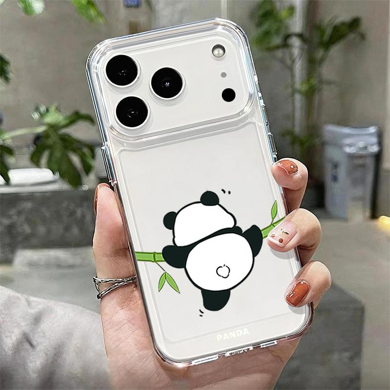 Милый Чехол с Рисунком Панды для iPhone 17 Pro Max Чехол iPhone 16 15 14 13 12 Pro Max 11 Прозрачный ТПУ Силиконовый Мягкий Чехол