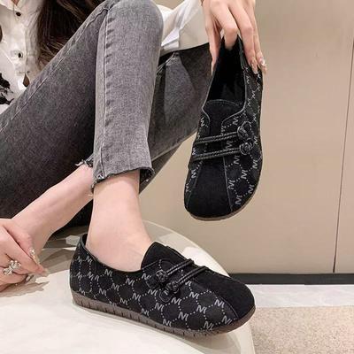 2025 осень новые туфли на плоской подошве, универсальные, повседневные, для мам, из мягкой кожи, с мягкой подошвой, с мягкой поверхностью, удобные, в ретро этническом стиле, одинарные туфли