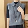Cashmere Button-Up Sleeveless Sweater Vest with Polo Collar