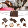 8pcs Squirrel Wooden Swing Toy Funny Hamster Ladder Small Pet Animal Playing Toy Set