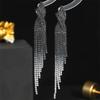 European & American Style Full Diamond Long Tassel Earrings for Women