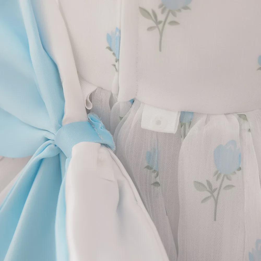 Платье принцессы для девочек-цветочниц с рукавами-фонариками и юбкой из цветочного сетчатого тюля для свадеб и дней рождения