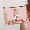 Flower  Letter Print Zipper Storage Bag  Lightweight Versatile Pouch Trendy Clutch Bag