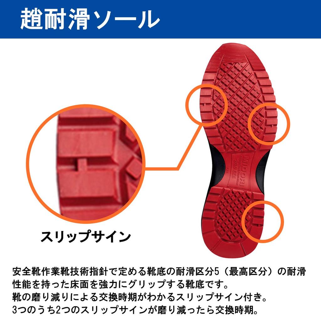 Тонкая подошва, устойчивая к WPT110 Синий x Оранжевый [Midori Anzen] скольжению [Work Plus] 22.0см