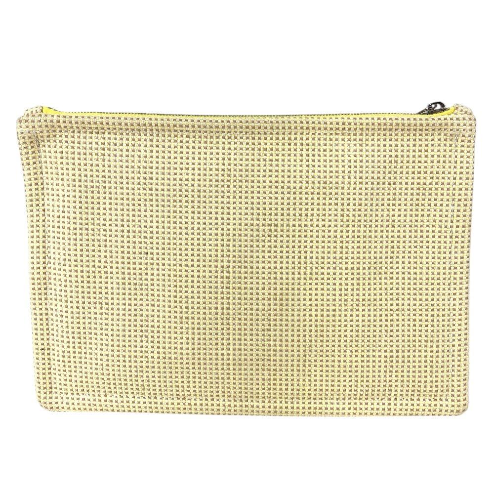 HERMES Flat pouch with embroidery "Fauble Corner" PM Cosmetics Pouch Clutch Bag