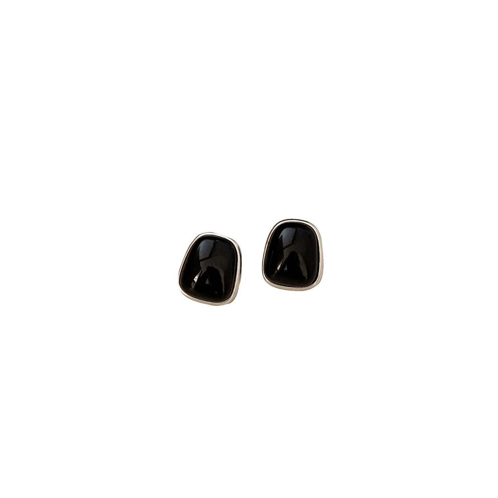 Yinruitai Exaggerated S925 Sterling Silver Black Stud Earrings – Elegant, Unique High-End Design