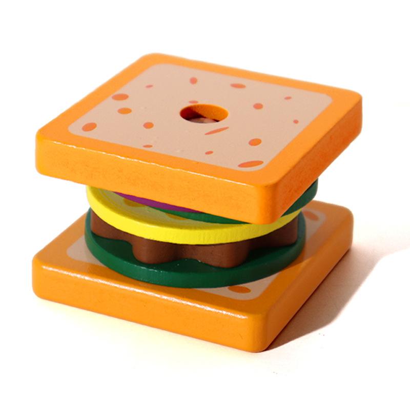 Деревянные игрушки для сортировки и stacking сэндвичей и бургеров, имитация кухонных игрушек, игрушка для дошкольного образования детей
